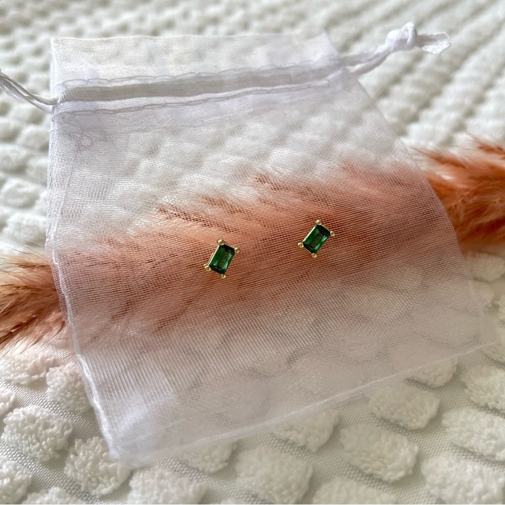 Green Quartz Earrings, Gemstone Stud Earrings, Gold and Quartz, Green Quartz